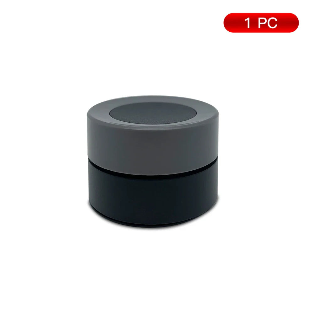 Two-tone cylindrical container.