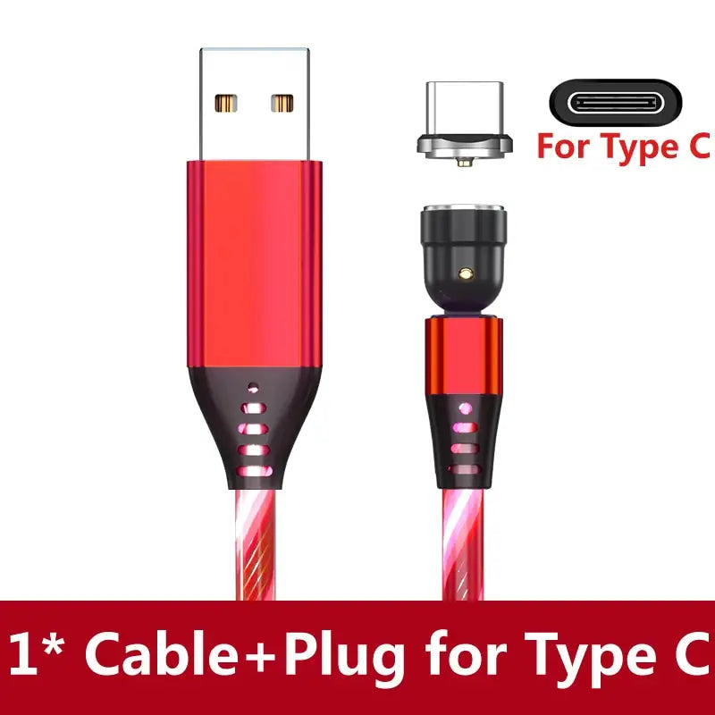 a red and black cable with the words for type