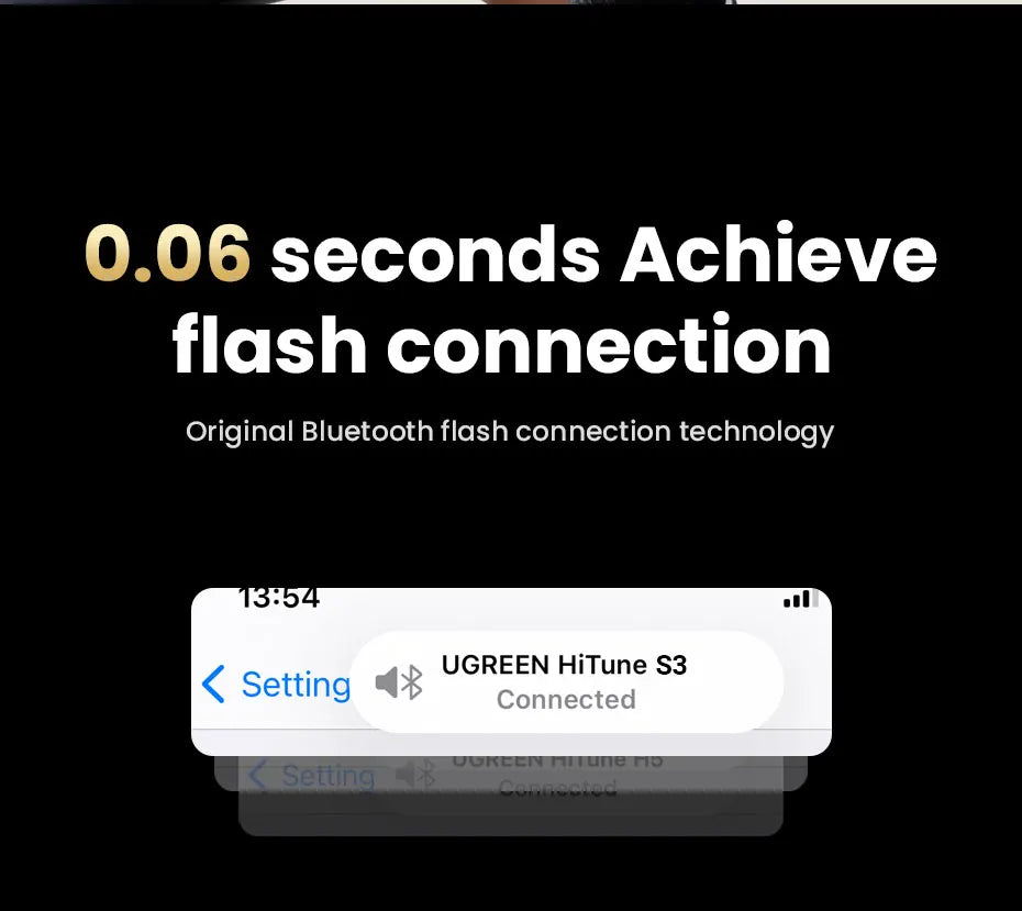 UGREEN HiTune S3 connected to a phone.