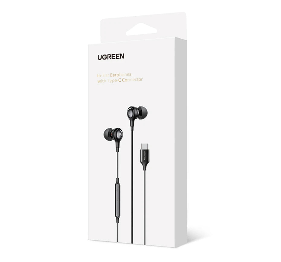 UGREEN USB-C wired earphones in packaging.