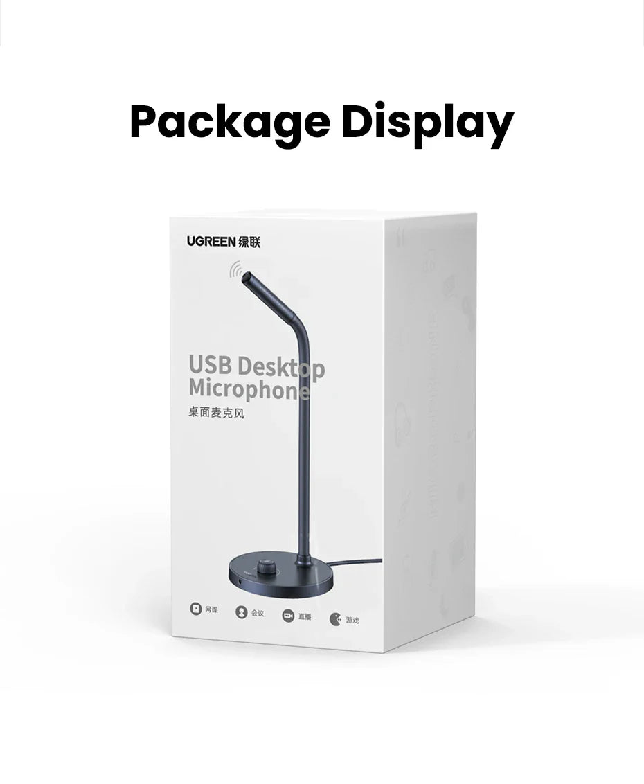 USB desktop microphone packaging.
