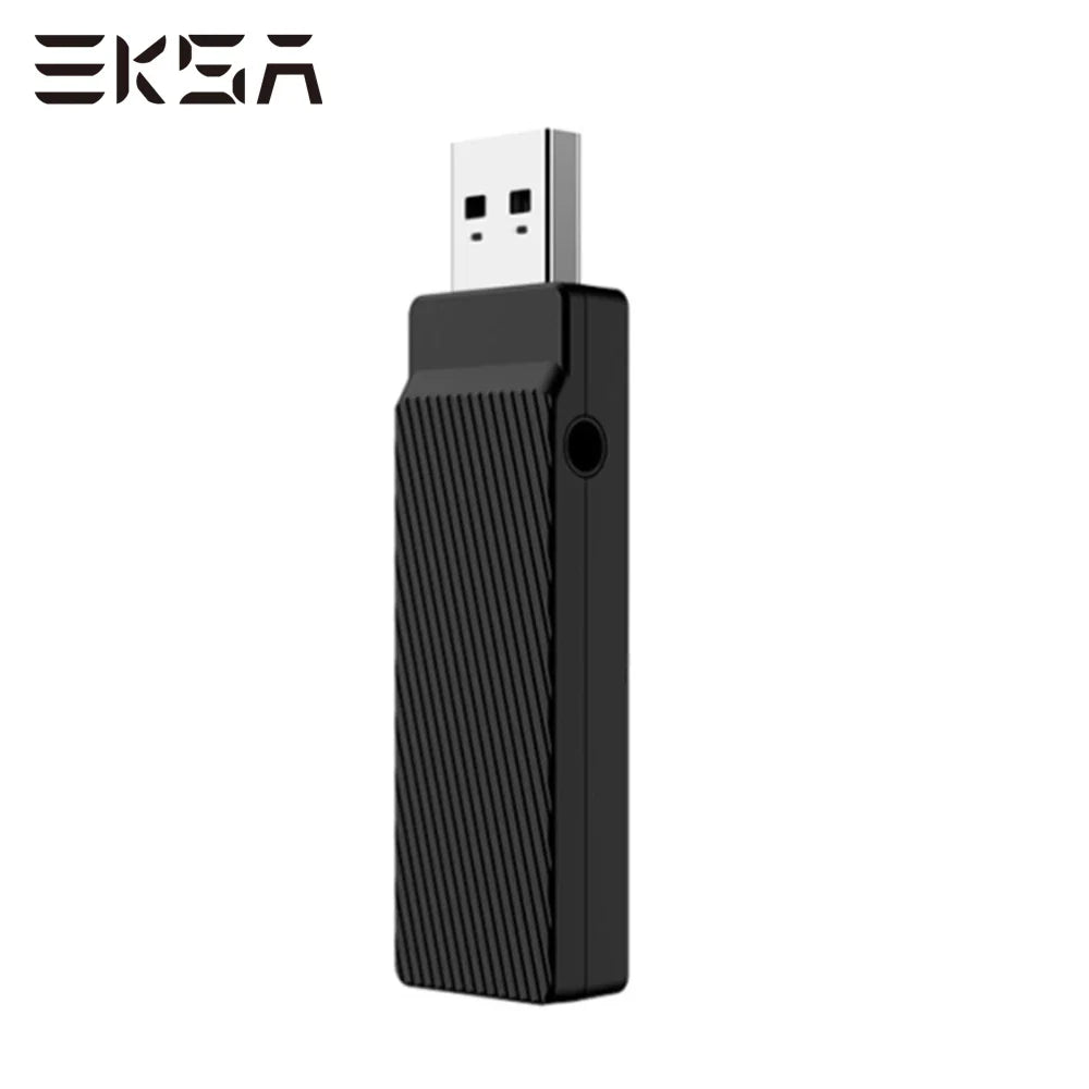 USB flash drive with a textured black casing and visible USB connector.