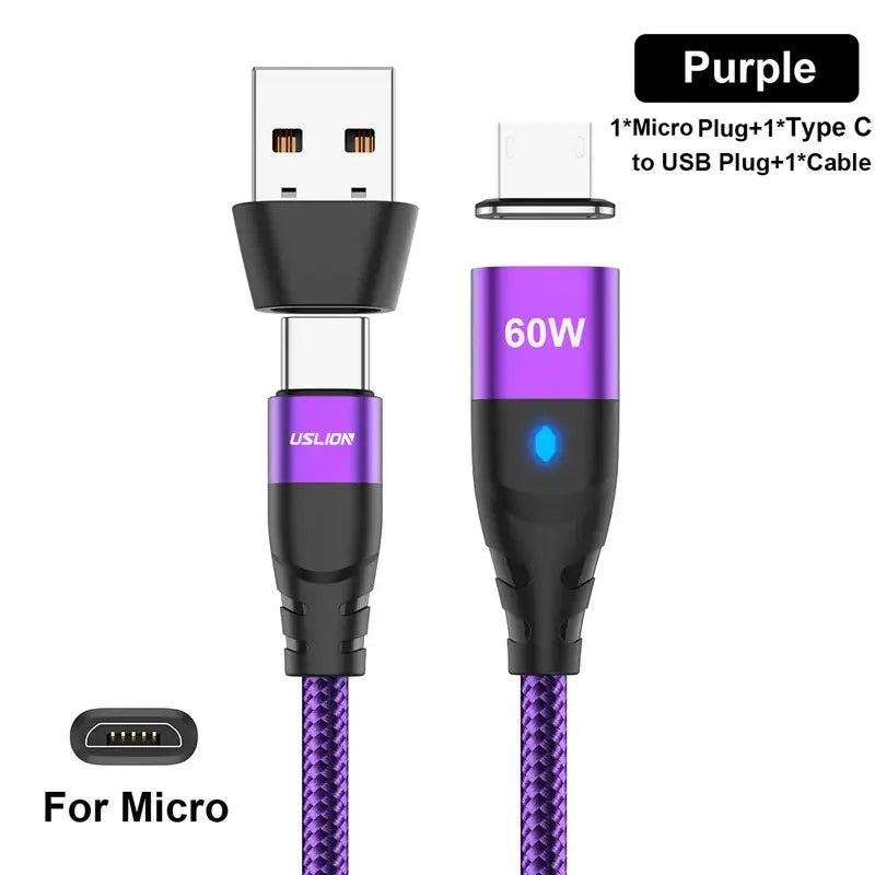 purple micro type c usb cable