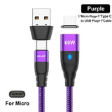purple micro type c usb cable