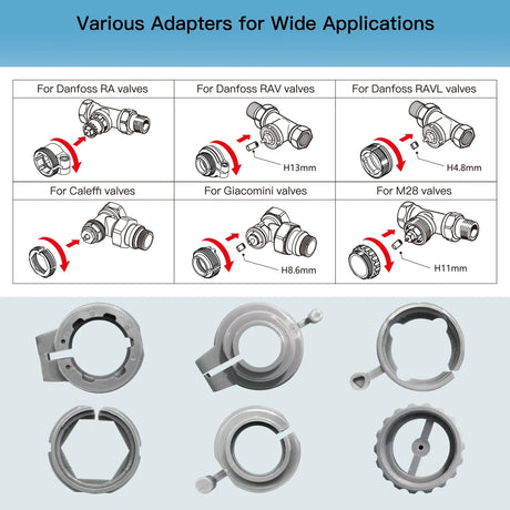 Valve adapter diagrams and parts.