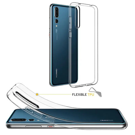 the back and side view of the clear case for the huamio