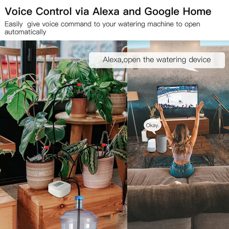 Voice-controlled automatic plant watering system.