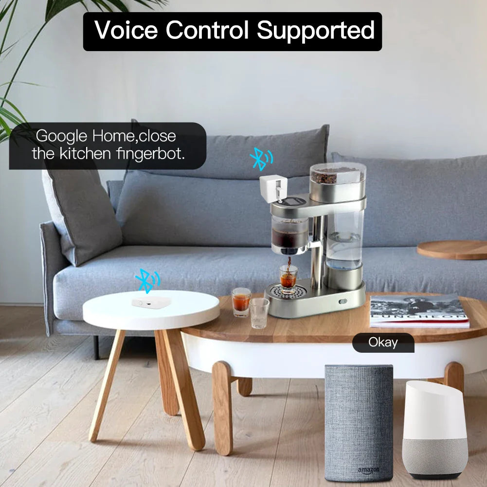 Voice-controlled coffee maker.