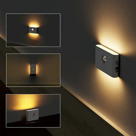 a wall light with three different angles