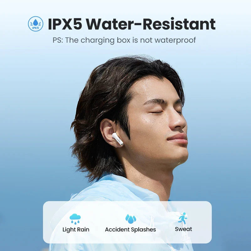 Water-resistant earbuds.