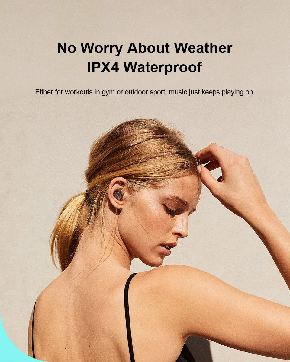 Waterproof wireless earbuds.