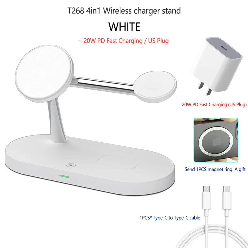 White 4-in-1 wireless charging stand.