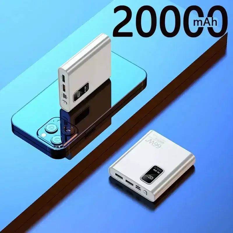 a white and black device with a blue background