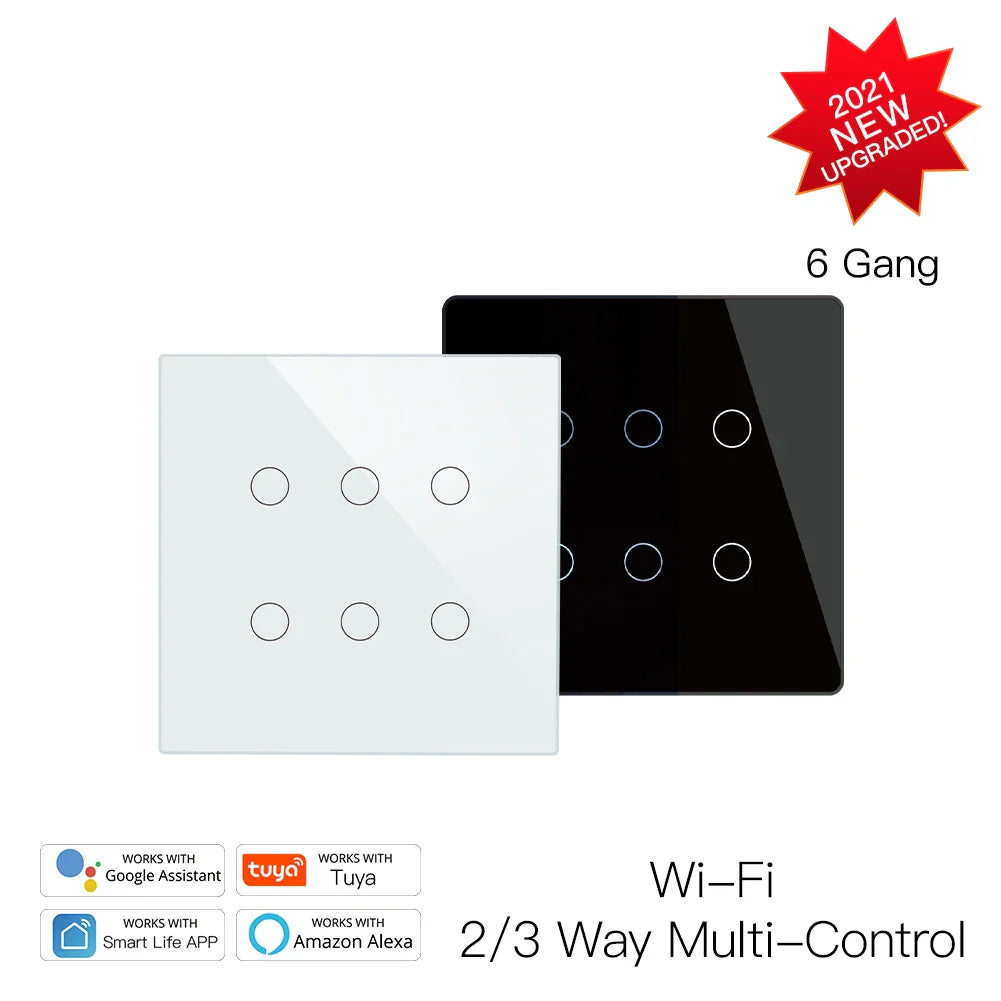 White and black smart light switches.