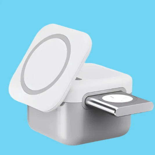 A white charger with a charging cable