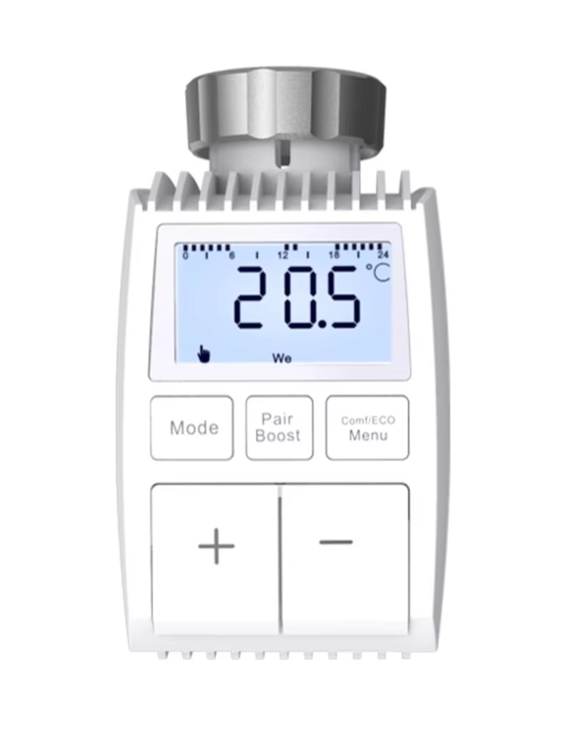 White digital radiator thermostat.