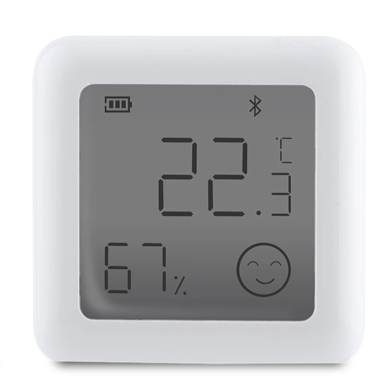 White digital temperature and humidity monitor.