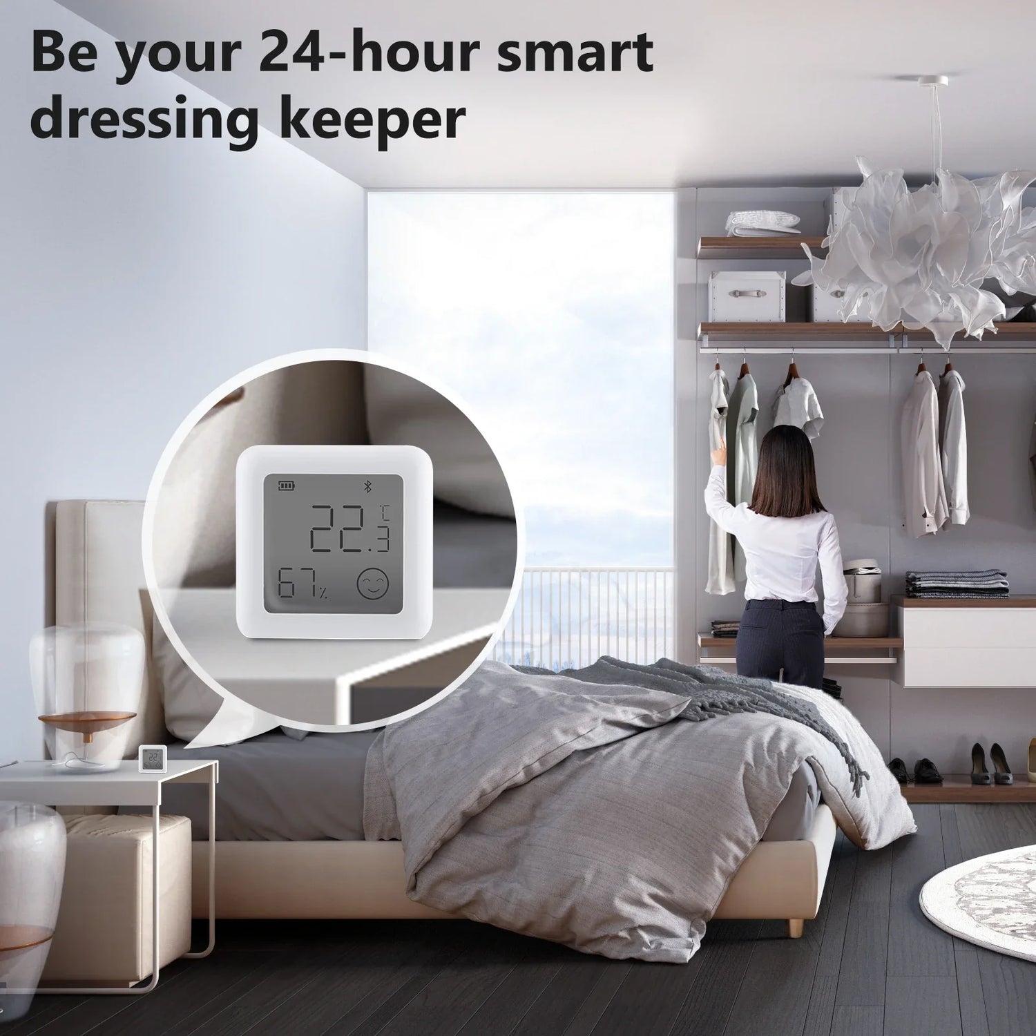 White digital thermostat.
