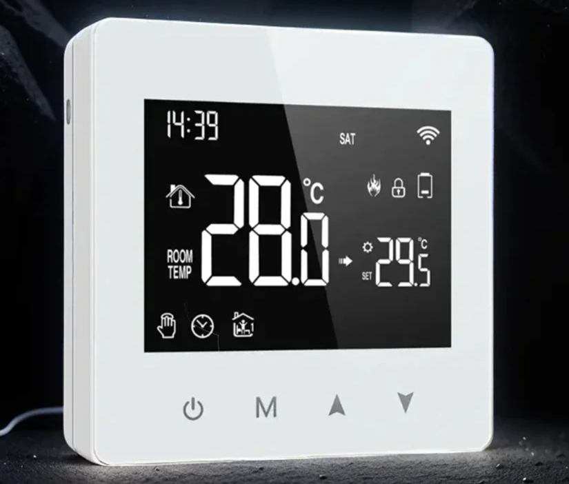 White digital thermostat.