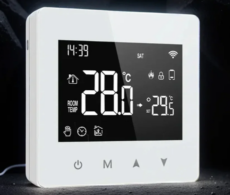 White digital thermostat.