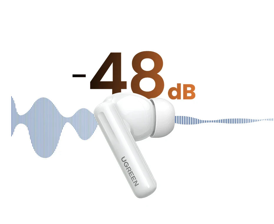 White noise-canceling earbud.