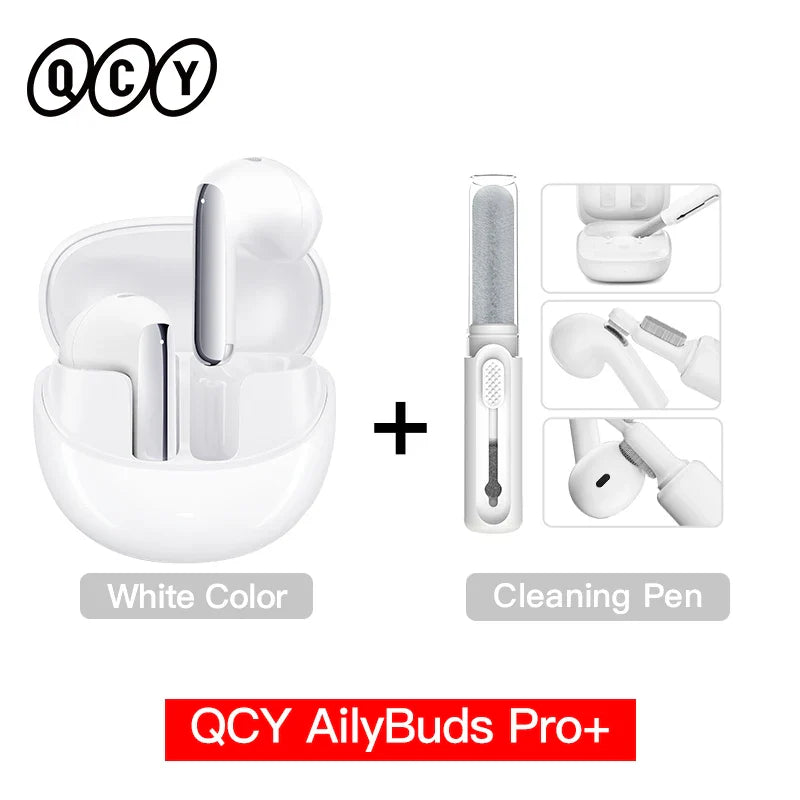 White earbuds and cleaning pen.