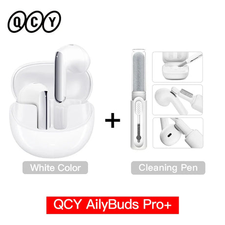 White earbuds and cleaning pen.