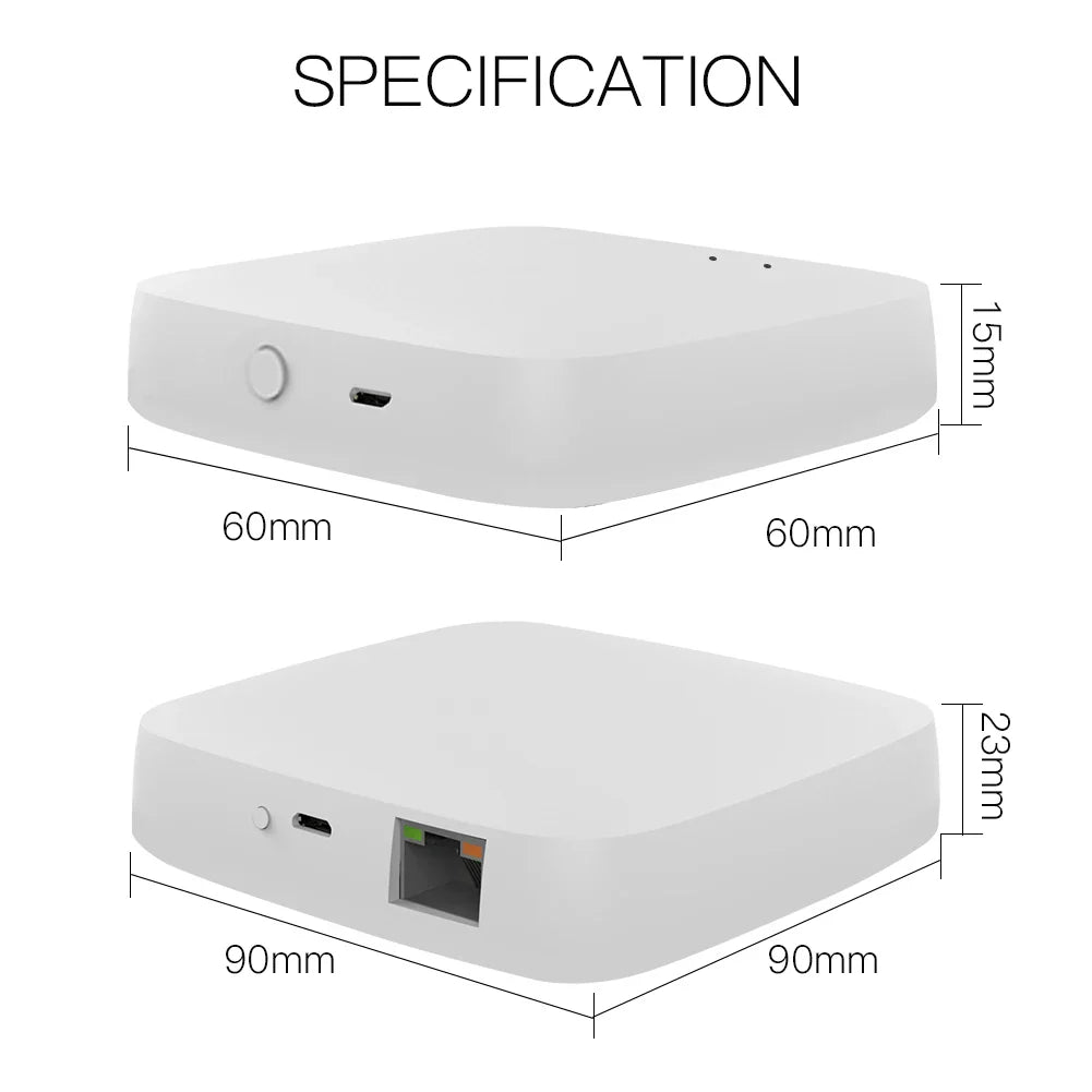 White electronic device with dimensions.