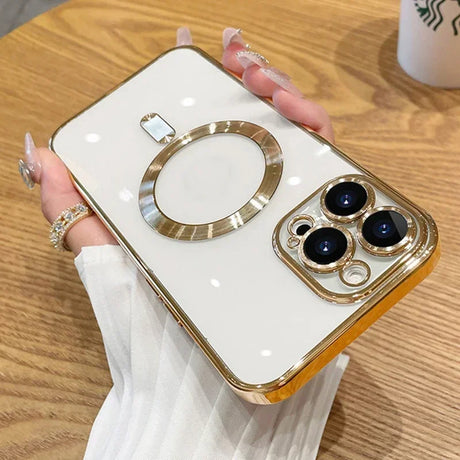 White and gold iPhone case.