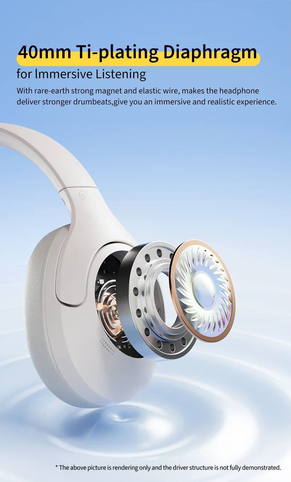 White headphones with exposed driver.