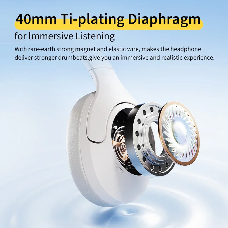 White headphones with exposed speaker components.