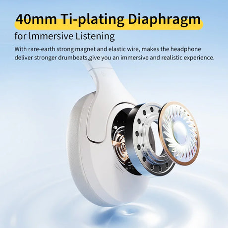 White headphones with exposed speaker components.