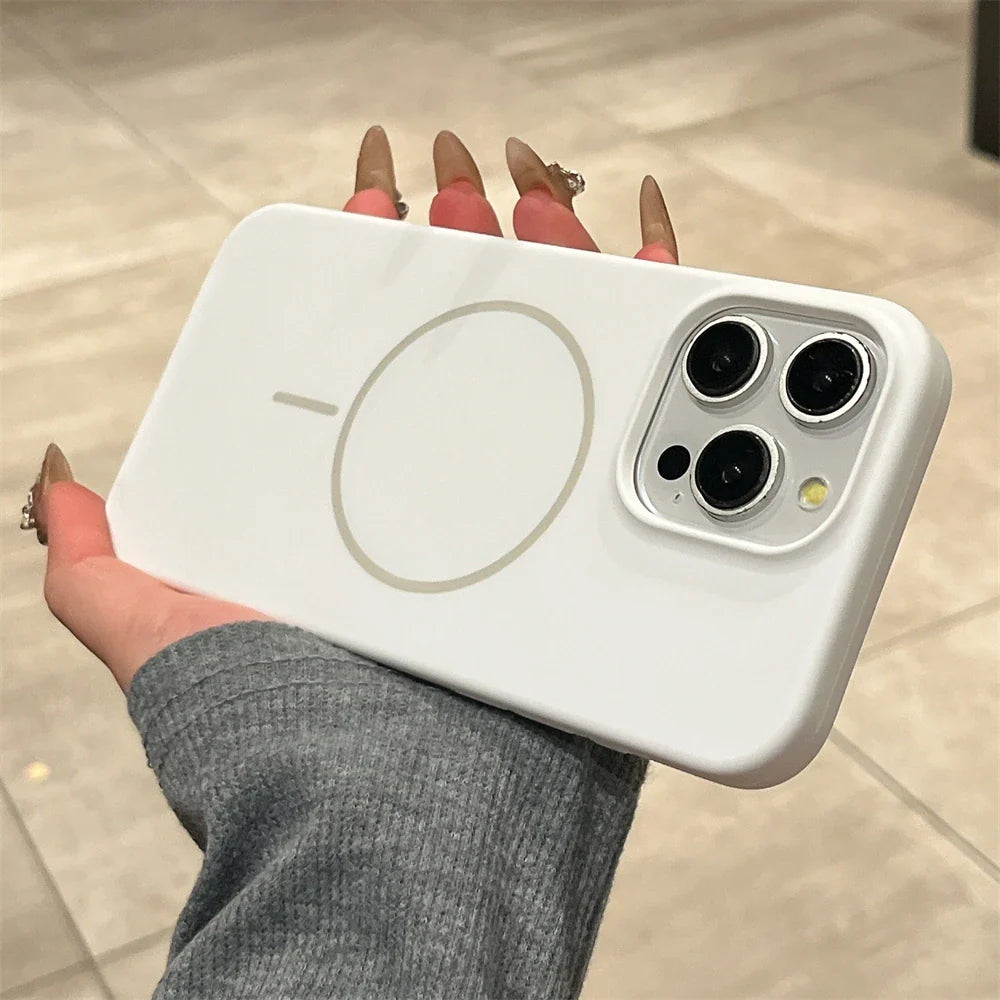 White iPhone case with MagSafe.