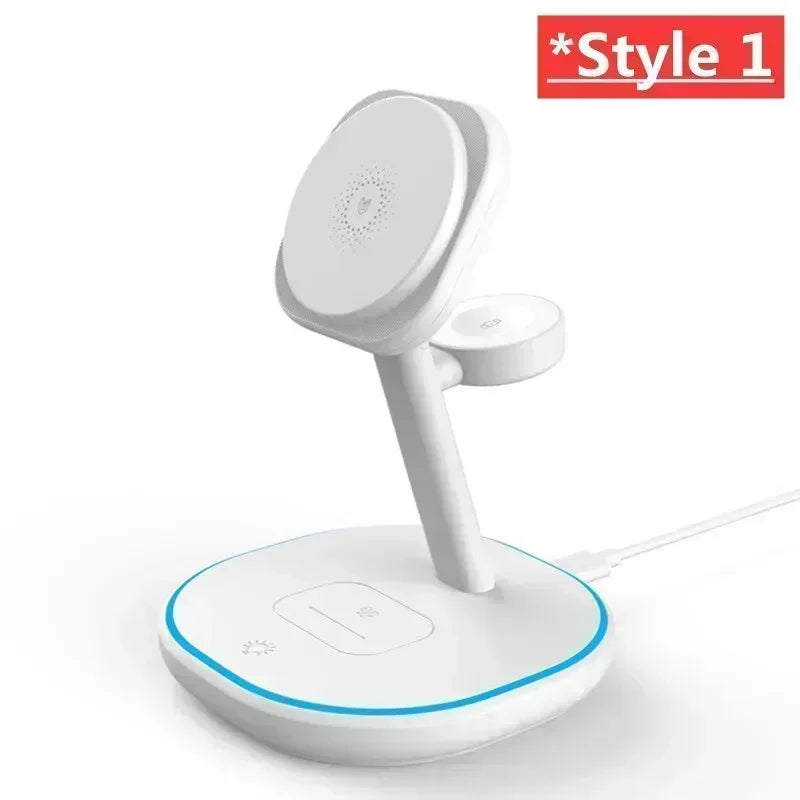 White multi-device charging stand.