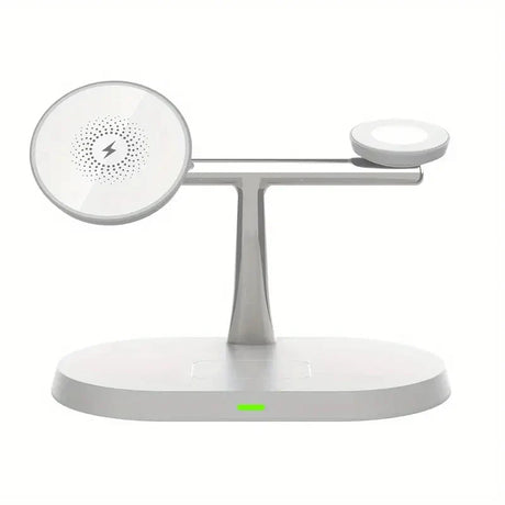 White multi-device wireless charging stand.