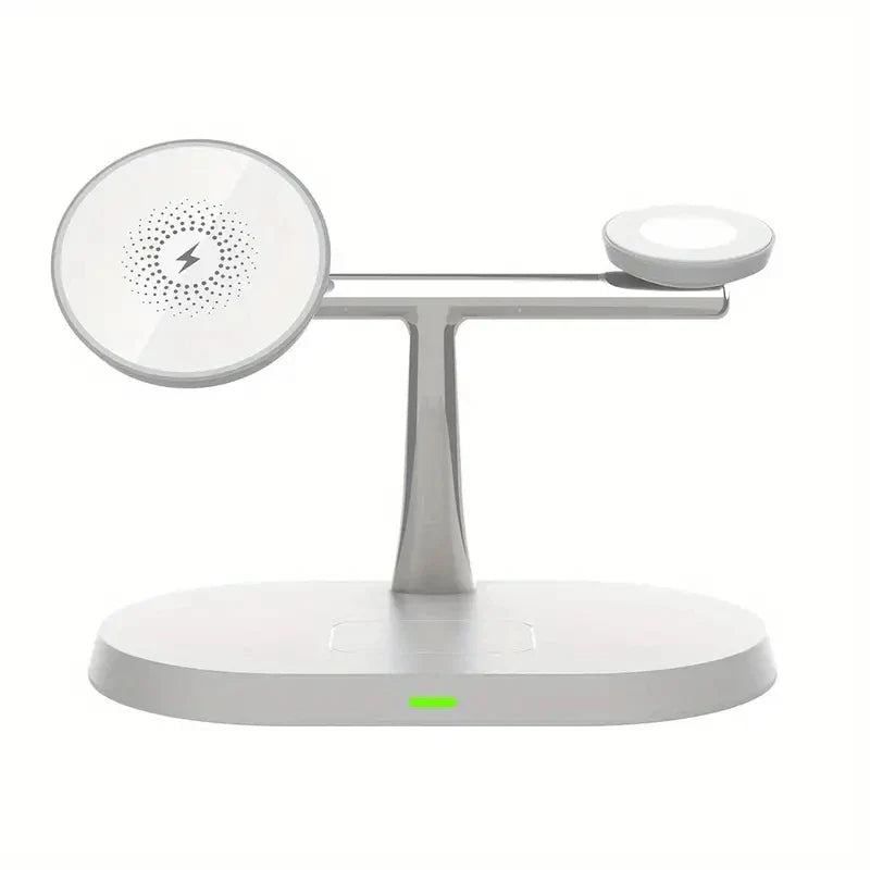 White multi-device wireless charging stand.