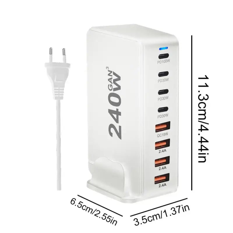 A white power adapt with a usb cable