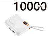 a white power bank with a white cord