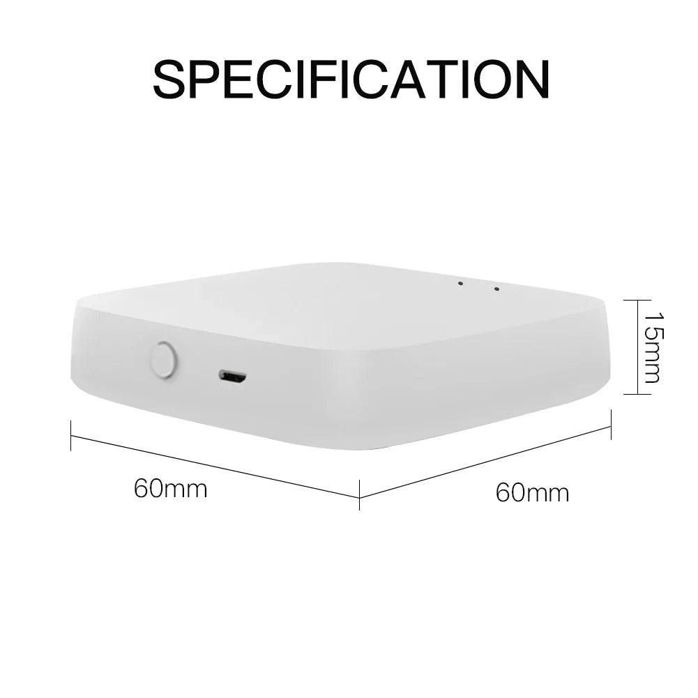 White rectangular electronic device with dimensions.