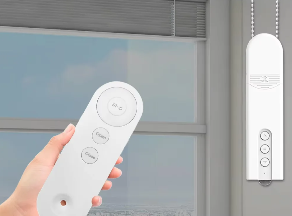 White remote control for window blinds.