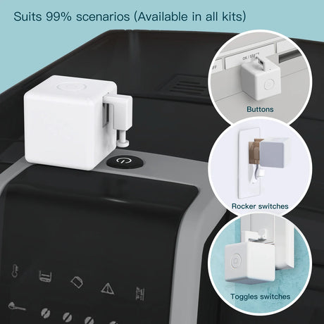 White robotic button pusher.