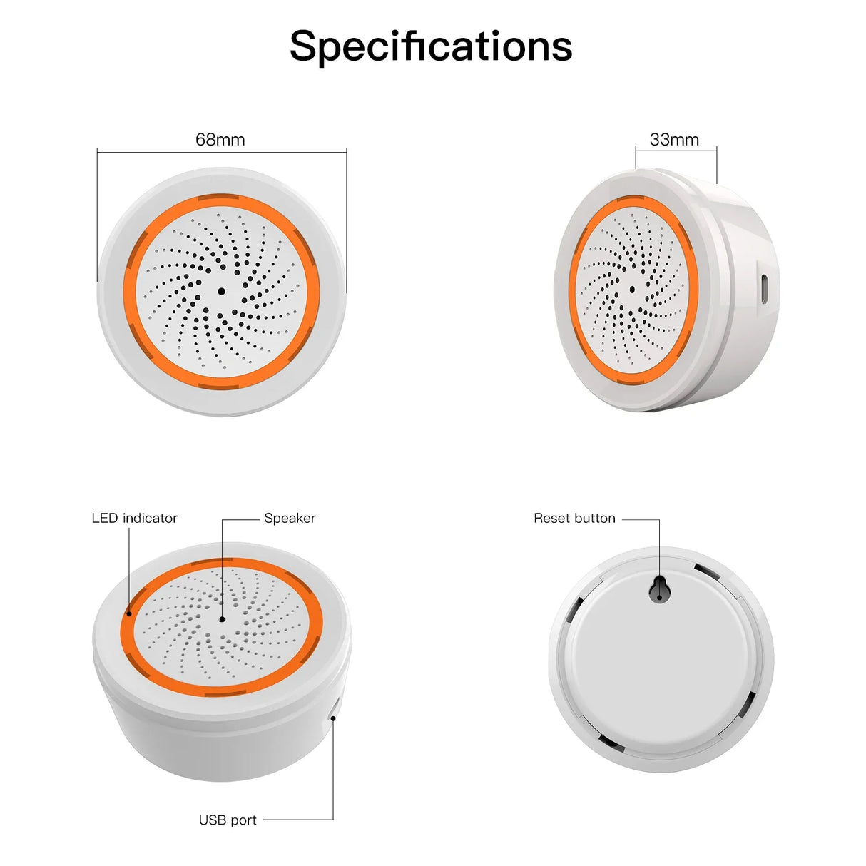 White round smart speaker.