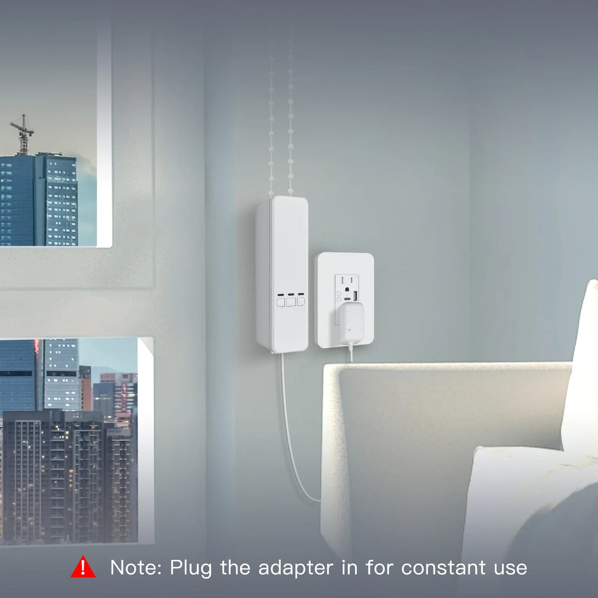 White smart blind controller.