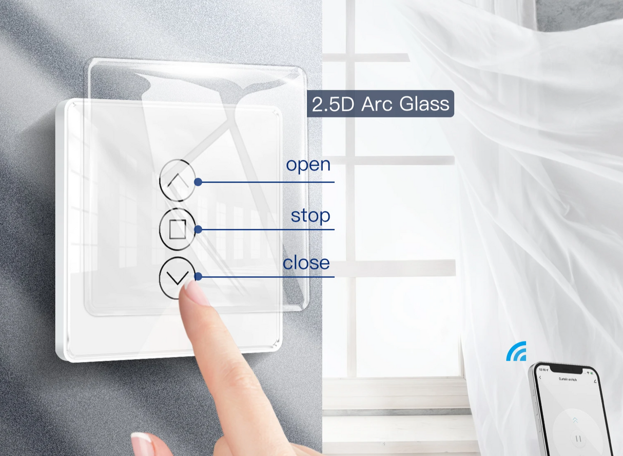 White smart curtain switch.