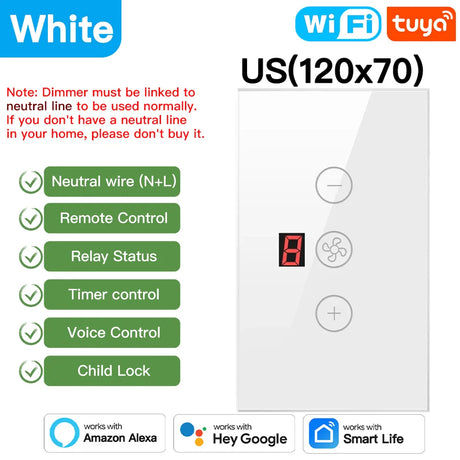 White smart dimmer switch.