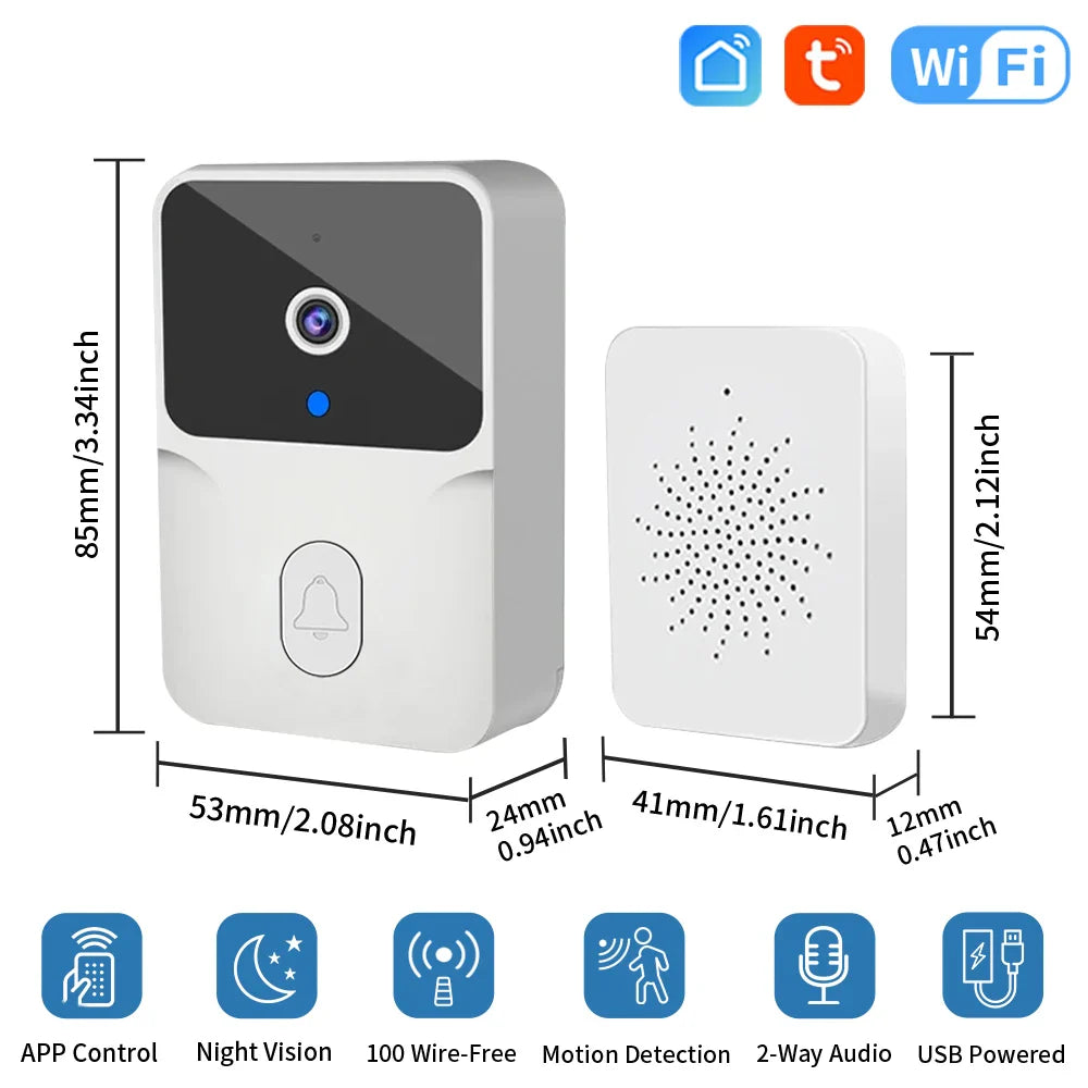 White smart doorbell with chime.