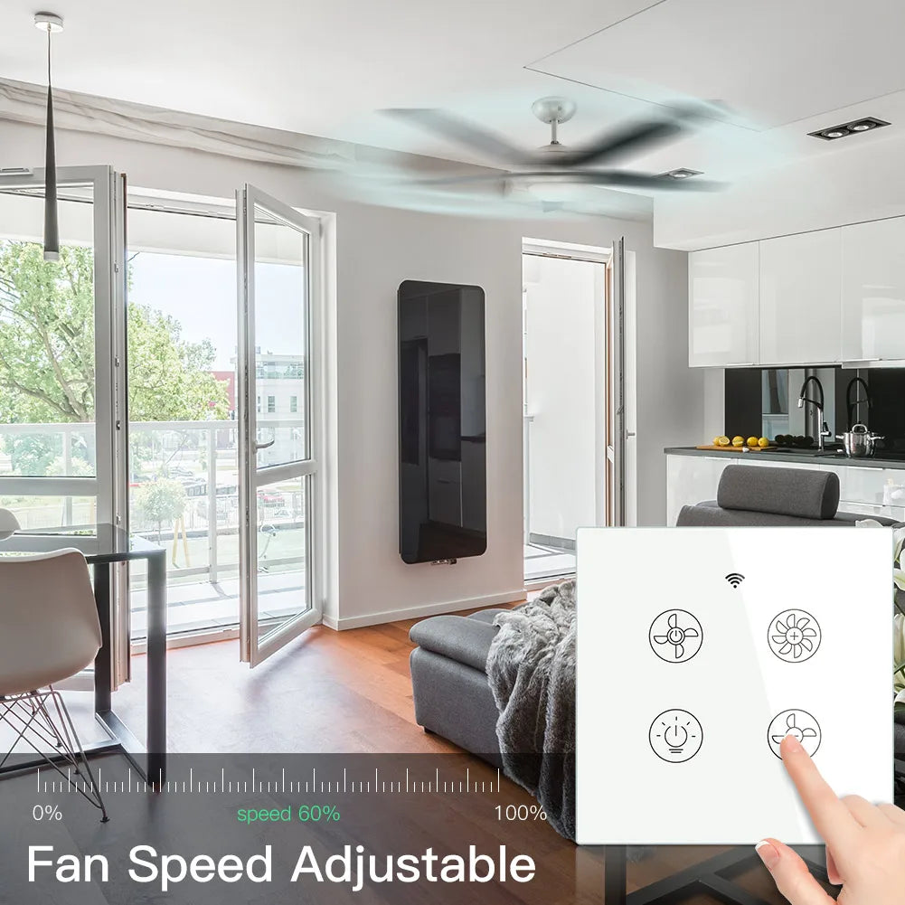 White smart fan control panel.