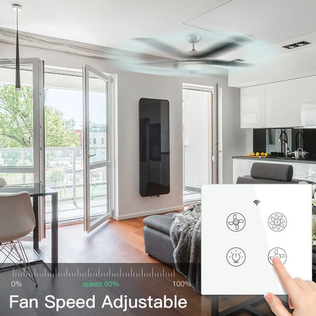 White smart fan control panel.