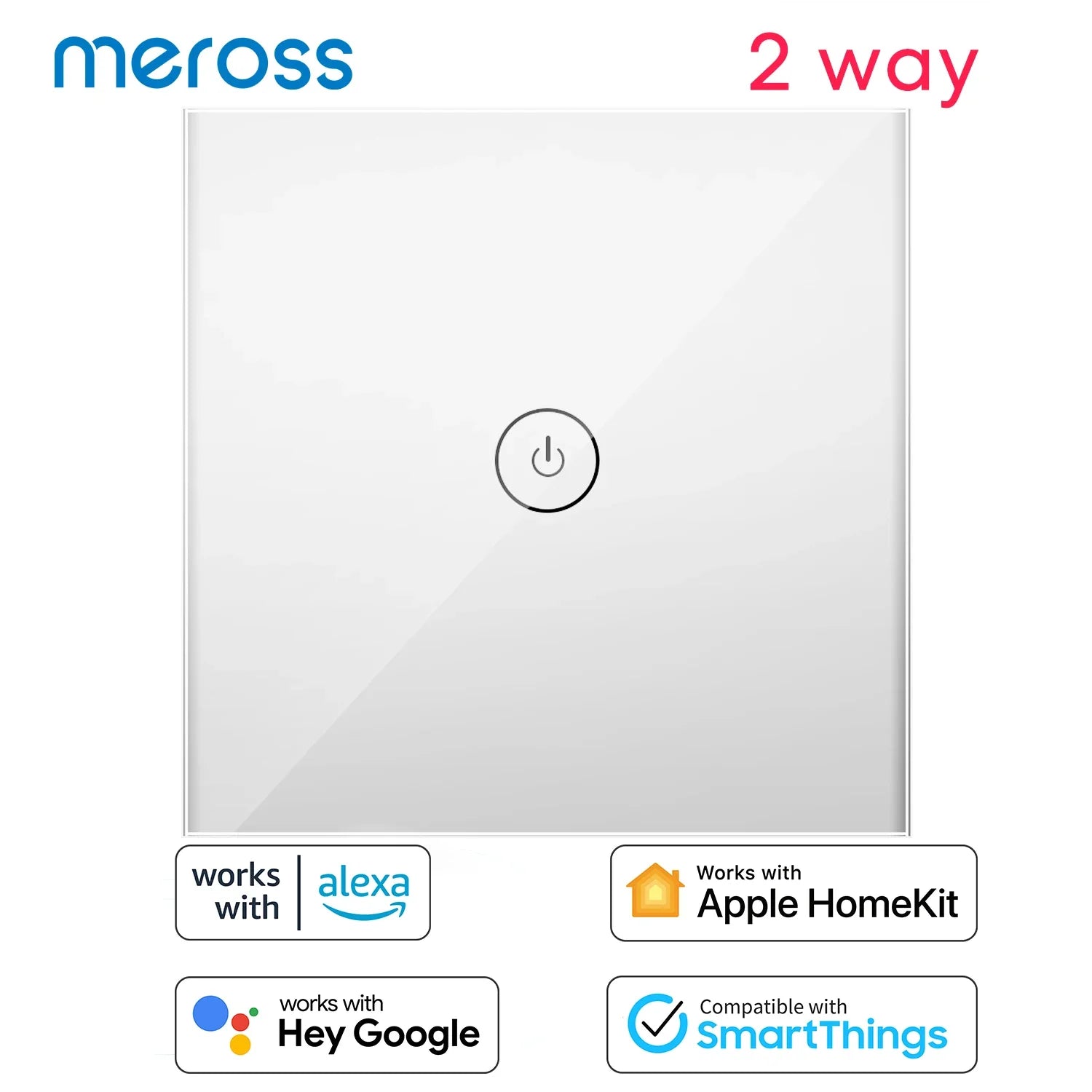 a white smart light switch with two buttons