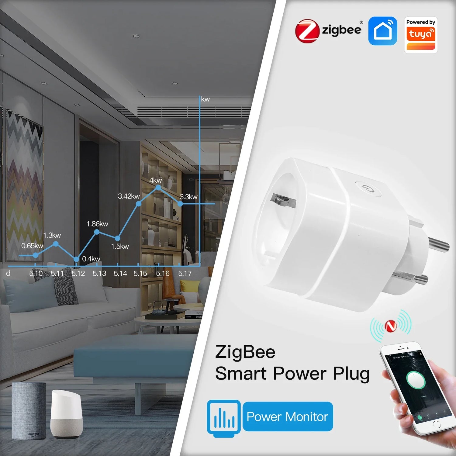 White smart power plug.